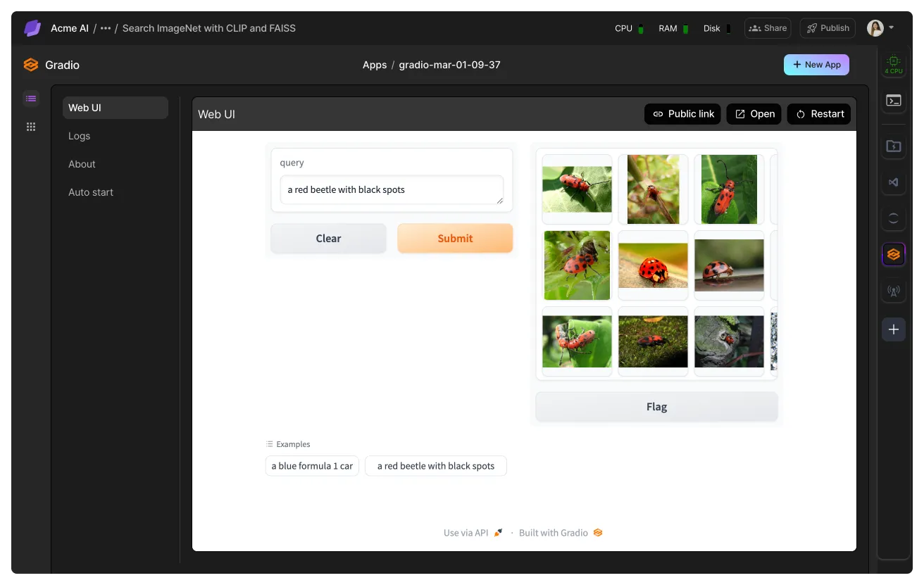A web app built in Gradio.