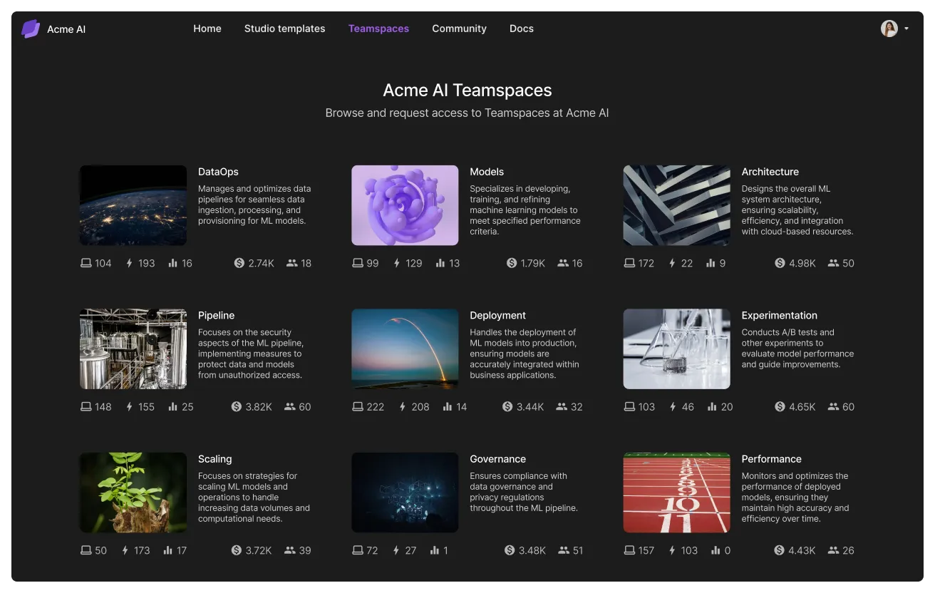 Set up a teamspace per use case.
